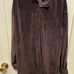 Jones New York Women’s Button Front Brow Velour Blouse /Shirt Long Sleeve Sz M